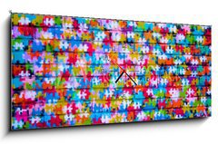 Obraz s hodinami   Puzzle Graffiti, 120 x 50 cm