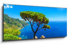 Obraz s hodinami 1D panorama - 120 x 50 cm F_AB74374074 - Summer landscape and ornamental garden,Ravello,Amalfi,Italy