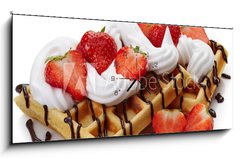 Obraz s hodinami 1D panorama - 120 x 50 cm F_AB74547805 - Belgian waffles