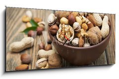 Obraz s hodinami 1D panorama - 120 x 50 cm F_AB74930991 - nuts - matice