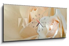 Obraz s hodinami 1D panorama - 120 x 50 cm F_AB754287 - zwei wei e rosen - dvě bílé růže