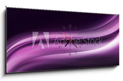 Obraz s hodinami 1D panorama - 120 x 50 cm F_AB75647079 - fioletowe fale na czarnym tle