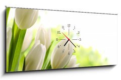 Obraz s hodinami 1D - 120 x 50 cm F_AB76412500 - White Tulips