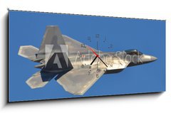 Obraz s hodinami   Stealth Fighter Jet, 120 x 50 cm