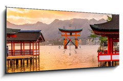Obraz s hodinami 1D panorama - 120 x 50 cm F_AB77248039 - Miyajima Torii gate, Japan. - Brna Miyajima Torii, Japonsko.