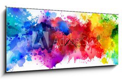 Obraz s hodinami 1D panorama - 120 x 50 cm F_AB77524443 - Bright watercolor stains - Světlé akvarel skvrny