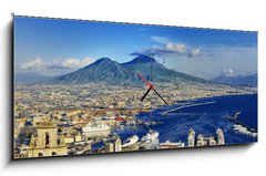 Obraz s hodinami 1D panorama - 120 x 50 cm F_AB77621393 - Naples and Vesuvius panoramic view, Napoli, Italy
