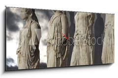 Obraz s hodinami 1D panorama - 120 x 50 cm F_AB77826617 - Caryatids, erechtheum temple on Acropolis of Athens, Greece
