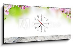 Obraz s hodinami 1D - 120 x 50 cm F_AB78078025 - Spring blossoms background - Jarn kvtiny pozad