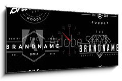 Obraz s hodinami 1D panorama - 120 x 50 cm F_AB78121336 - vintage logo & insignia 1 - vintage logo a insignie 1