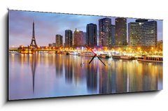 Obraz s hodinami 1D panorama - 120 x 50 cm F_AB78160118 - Paris skyline with Eiffel tower in background