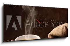 Obraz s hodinami 1D panorama - 120 x 50 cm F_AB78248465 - Coffee