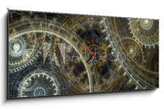 Obraz s hodinami 1D panorama - 120 x 50 cm F_AB78397269 - Fantasy steampunk design