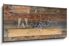 Obraz s hodinami 1D panorama - 120 x 50 cm F_AB78944446 - Old vintage wood textured