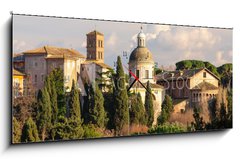 Obraz s hodinami   Roma Foro Romano Monte palatino, 120 x 50 cm