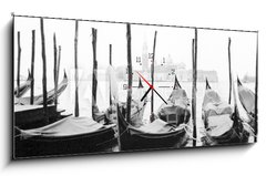 Obraz s hodinami   venise, gondoles, 120 x 50 cm