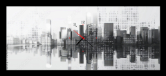 Obraz s hodinami 1D panorama - 120 x 50 cm F_AB796484552 - Digital cityscape with dots creating modern urban skyline