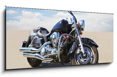 Obraz s hodinami   motorcycle on asphalt, 120 x 50 cm