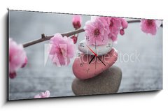Obraz s hodinami 1D panorama - 120 x 50 cm F_AB79754664 - fleurs zen