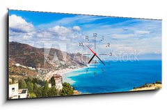 Obraz s hodinami 1D panorama - 120 x 50 cm F_AB79948671 - Taormina