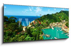 Obraz s hodinami 1D panorama - 120 x 50 cm F_AB80192742 - Portofino village on Ligurian coast, Italy