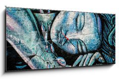 Obraz s hodinami 1D - 120 x 50 cm F_AB80866582 - Graffiti femme endormie