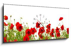 Obraz s hodinami 1D panorama - 120 x 50 cm F_AB81019876 - red poppy