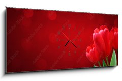 Obraz s hodinami   Wunderschne Tulpen, 120 x 50 cm