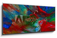 Obraz s hodinami 1D panorama - 120 x 50 cm F_AB81846317 - wet acrylic paint on canvas closeup - mokr akrylov barvy na pltn closeup