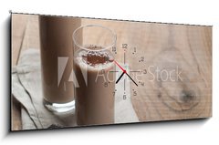 Obraz s hodinami   Chocolate and banana smoothie, 120 x 50 cm