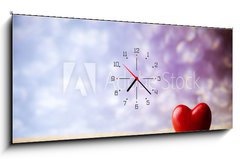 Obraz s hodinami 1D panorama - 120 x 50 cm F_AB82092461 - Heart. Greeting card. - Srdce. Blahopn.