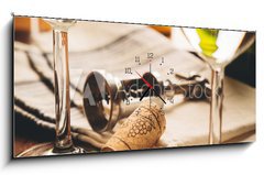 Obraz s hodinami 1D panorama - 120 x 50 cm F_AB82375140 - Wine - Vino