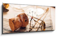 Obraz s hodinami 1D panorama - 120 x 50 cm F_AB82376462 - Wine - Vino