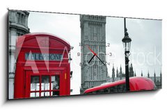Obraz s hodinami 1D panorama - 120 x 50 cm F_AB83058007 - London street - Londýnská ulice
