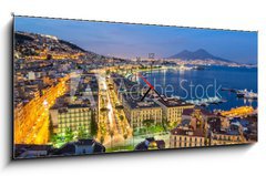Obraz s hodinami   Naples, Italy, view of the bay and Vesuvius Volcano by night, from Posillipo, 120 x 50 cm