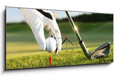 Obraz s hodinami 1D panorama - 120 x 50 cm F_AB8489083 - golf tee