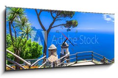 Obraz s hodinami 1D panorama - 120 x 50 cm F_AB85260412 - beautiful  Ravello village,view with church. Amalfi coast, Italy - krsn vesnice Ravello, pohled na kostel. Pobe Amalfi, Itlie