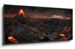 Obraz s hodinami 1D - 120 x 50 cm F_AB85978713 - Volcanic landscape