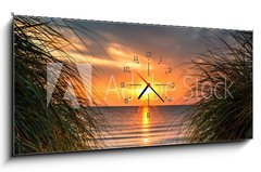 Obraz s hodinami 1D panorama - 120 x 50 cm F_AB86628044 - Personal Paradise on a Beautiful White Sand Beach at Sunset - Osobní ráj na krásné bílé písečné pláži při západu slunce