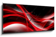 Obraz s hodinami 1D panorama - 120 x 50 cm F_AB87077837 - Creative Art Red Light Fractal Waves Abstract Background - Kreativní umění červené světlo fraktální vlny abstraktní pozadí