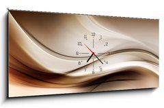 Obraz s hodinami 1D panorama - 120 x 50 cm F_AB87209939 - Gold Abstract Wave Art Composition Background - Zlato abstraktní vlna umění složení pozadí