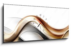 Obraz s hodinami 1D panorama - 120 x 50 cm F_AB87561782 - Gold Abstract Waves Background - Zlaté pozadí abstraktní vlny