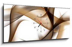 Obraz s hodinami 1D panorama - 120 x 50 cm F_AB87966471 - Brown Abstract Waves Art Fractal Background