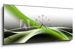 Obraz s hodinami   abstract green wave background, 120 x 50 cm