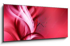 Obraz s hodinami 1D panorama - 120 x 50 cm F_AB88531089 - abstract art red waves background - abstraktní umění červené vlny pozadí
