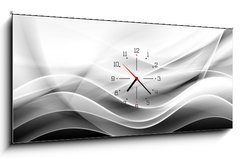 Obraz s hodinami 1D panorama - 120 x 50 cm F_AB88547506 - creative abstraction black and white wave background - kreativn abstrakce ern a bl vlny pozad