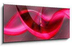 Obraz s hodinami 1D panorama - 120 x 50 cm F_AB88611581 - pink red wave background - růžová červená vlna pozadí