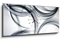 Obraz s hodinami 1D panorama - 120 x 50 cm F_AB89214074 - gray chaos modern wave background - šedý chaos moderní vln pozadí