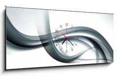 Obraz s hodinami 1D panorama - 120 x 50 cm F_AB89350851 - gray wave background abstract design