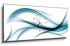 Obraz s hodinami 1D panorama - 120 x 50 cm F_AB89362452 - abstract blue awesome waves background